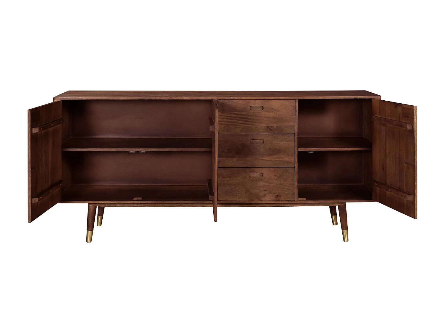 Credenza in legno massiccio 3 porte 3 cassetti e dettagli in oro - Colombo