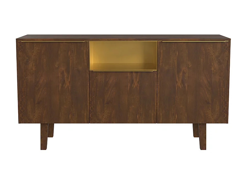Credenza con 2 ante e nicchia in legno e metallo color ottone - Taiko