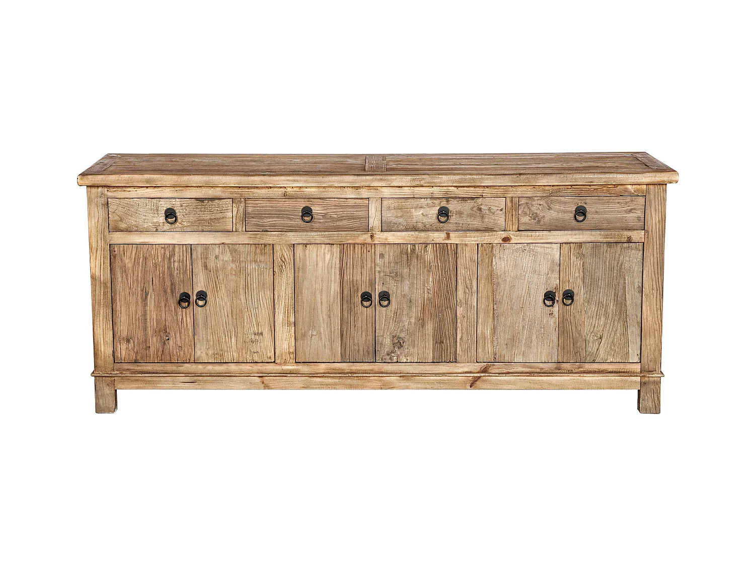 Buffet en bois recyclé 3 portes et 4 tiroirs - Mastic