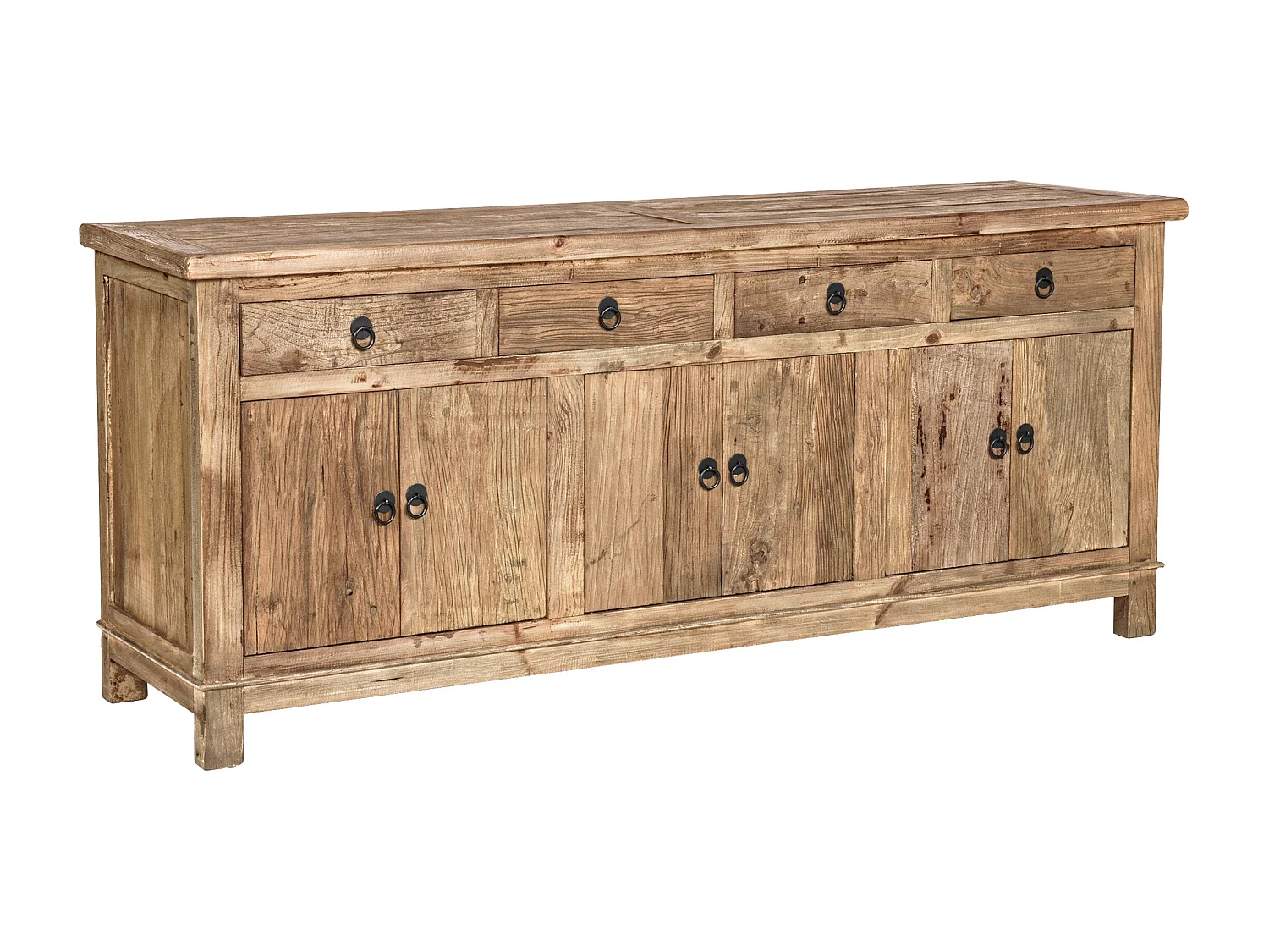 Buffet en bois recyclé 3 portes et 4 tiroirs - Mastic