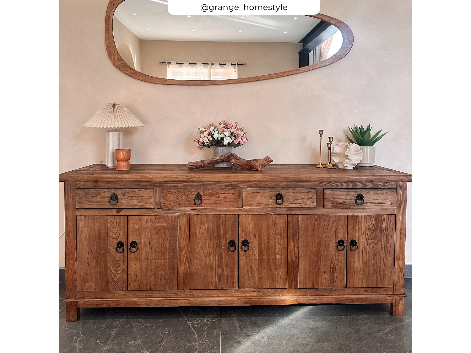 Buffet en bois recyclé 3 portes et 4 tiroirs - Mastic