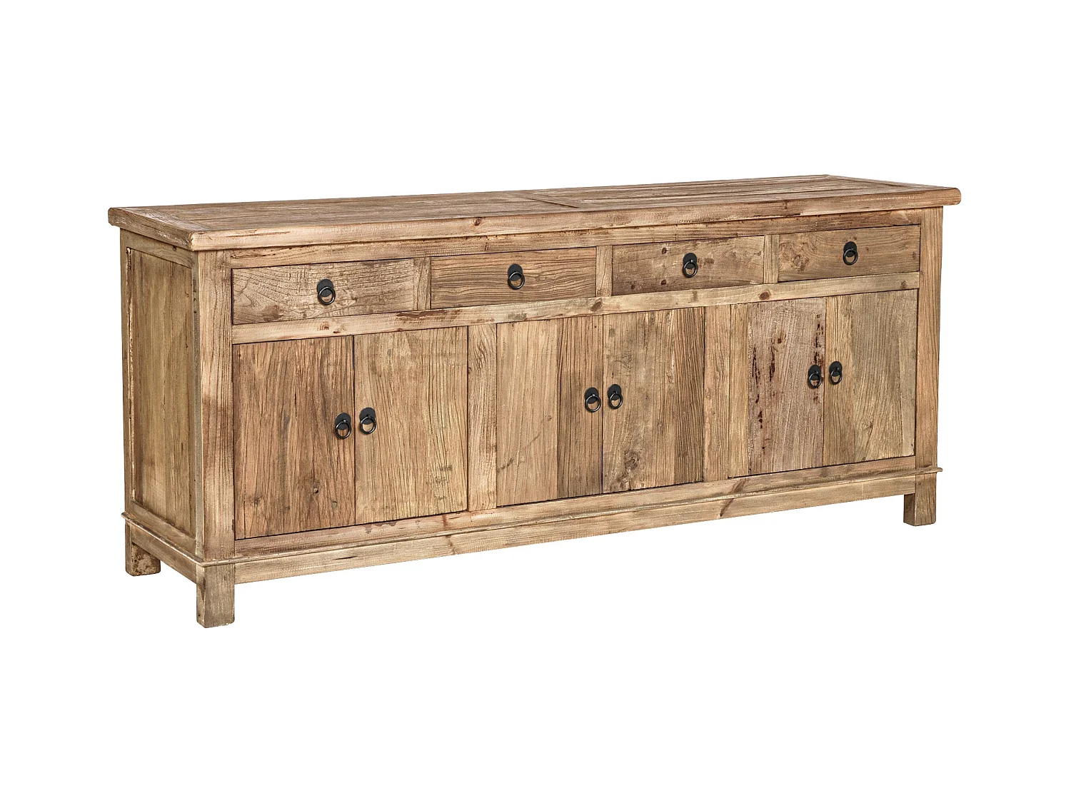 Buffet en bois recyclé 3 portes et 4 tiroirs - Mastic