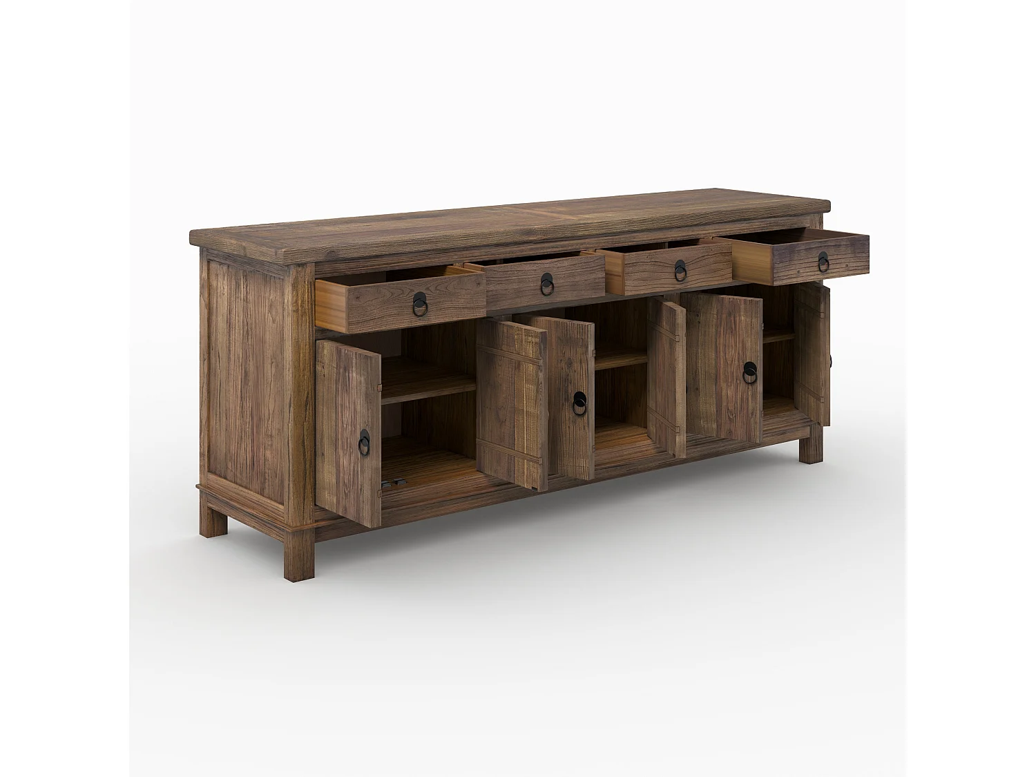 Aparador de madera recuperada con 3 puertas y 4 cajones - Mastic