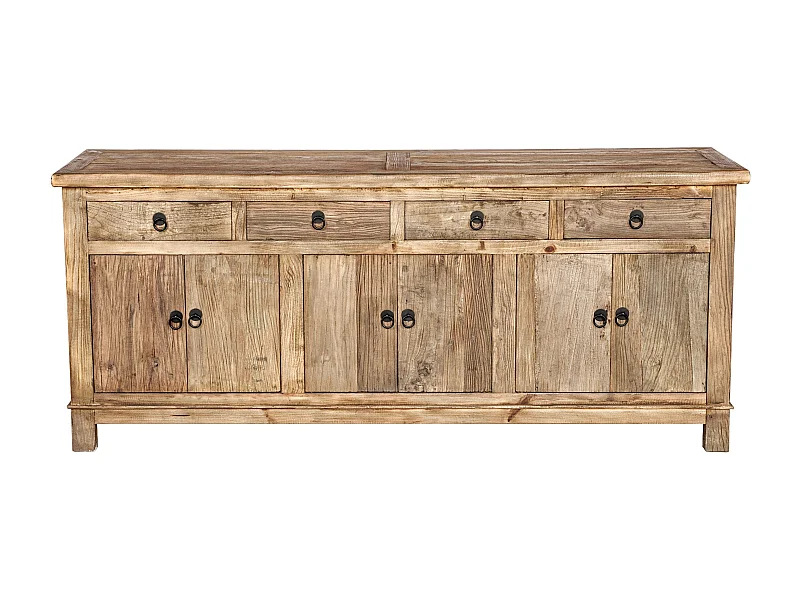 Buffet en bois recyclé 3 portes et 4 tiroirs - Mastic