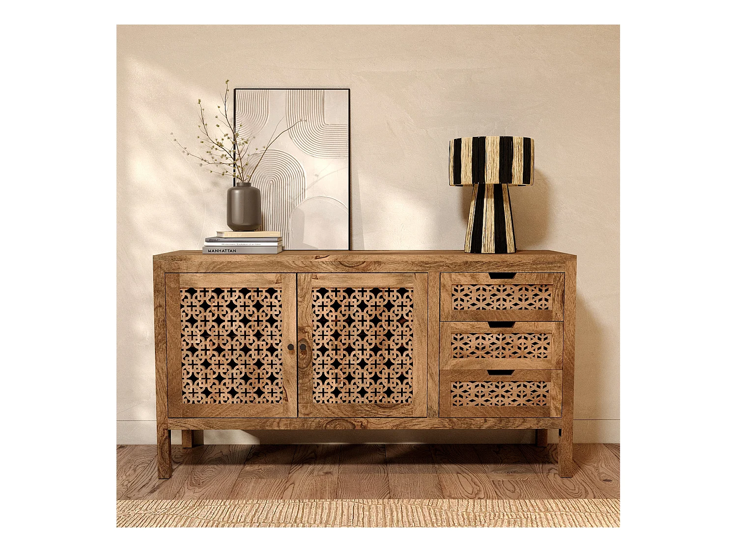 Buffet ajouré en bois de manguier - Jaya