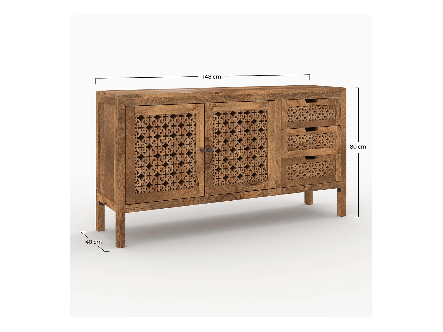 Buffet ajouré en bois de manguier - Jaya