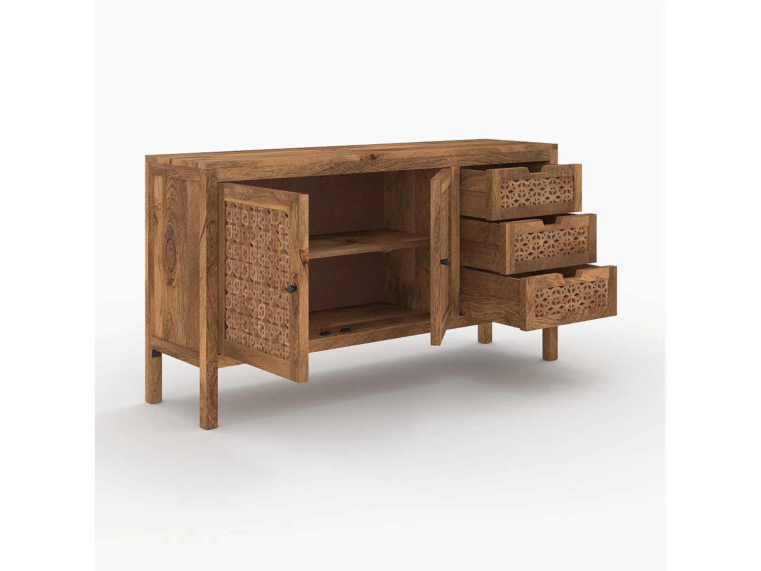 Credenza in legno di mango traforato - Jaya