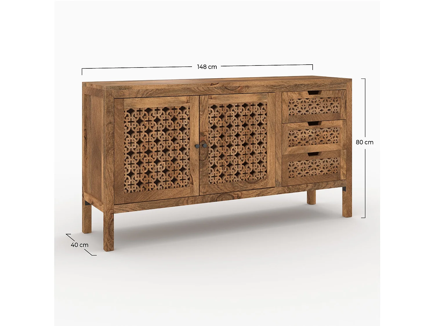 Credenza in legno di mango traforato - Jaya