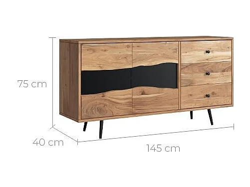 Credenza in legno massiccio di acacia e metallo - Alabama