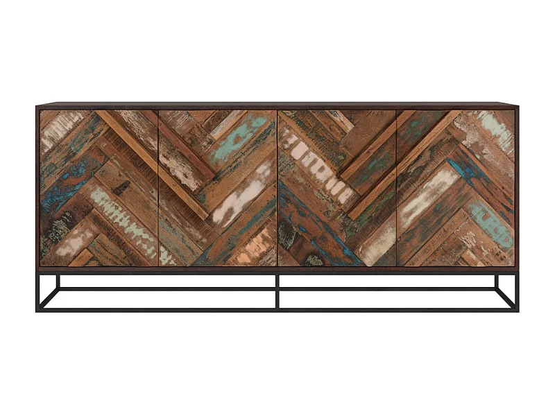 Buffet 4 portes en bois d'acacia et bois recyclé - Krabi