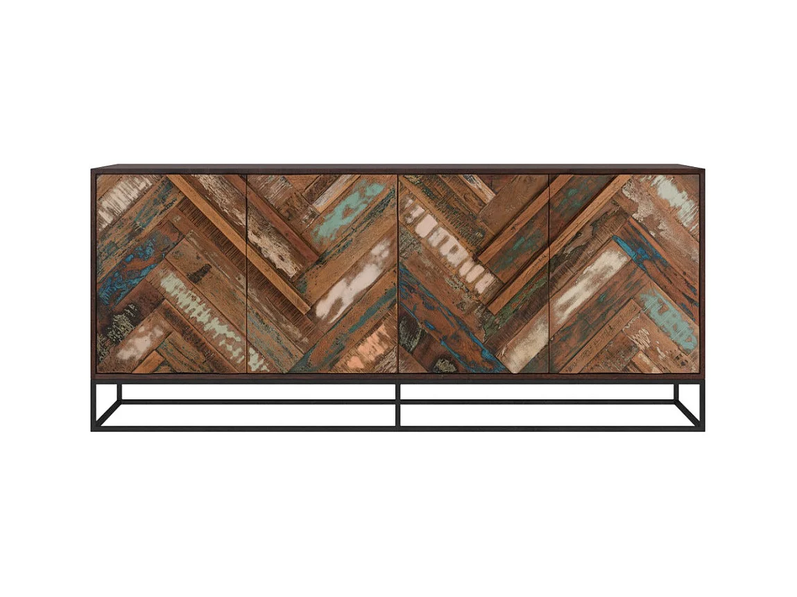 Buffet 4 portes en bois d'acacia et bois recyclé - Krabi