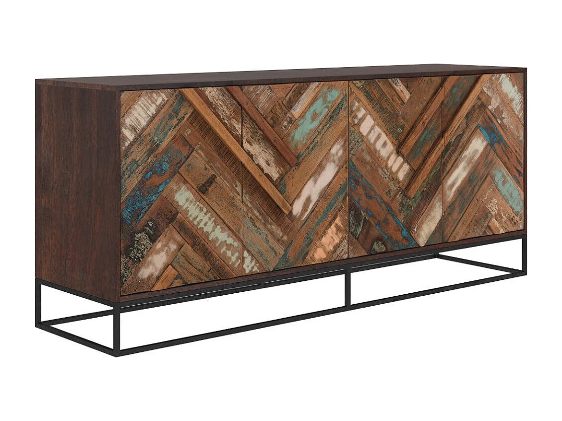 Aparador de 4 puertas de madera de acacia y madera reciclada - Krabi