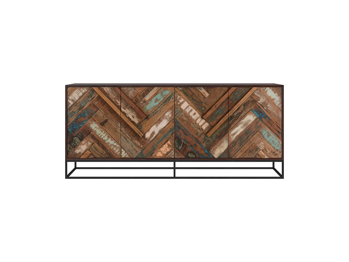 Aparador de 4 puertas de madera de acacia y madera reciclada - Krabi