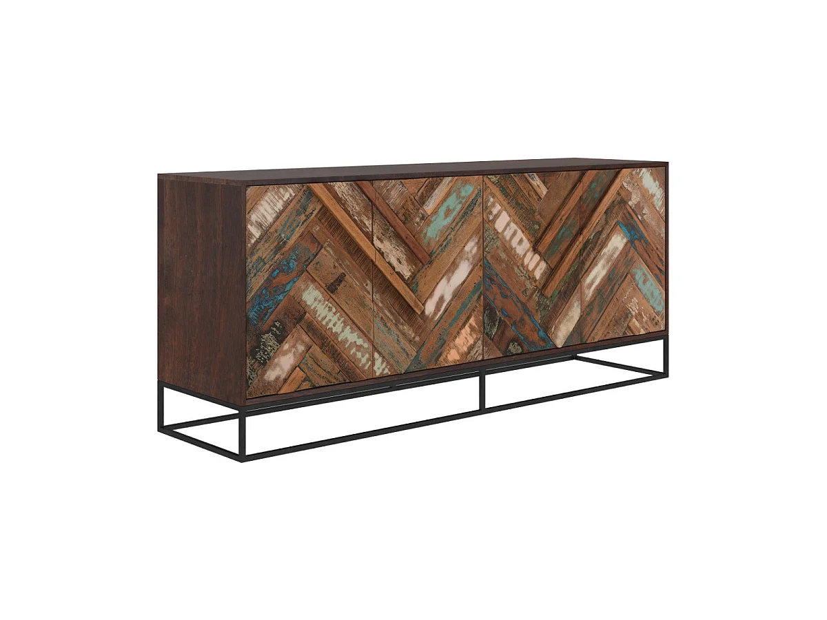 Aparador de 4 puertas de madera de acacia y madera reciclada - Krabi