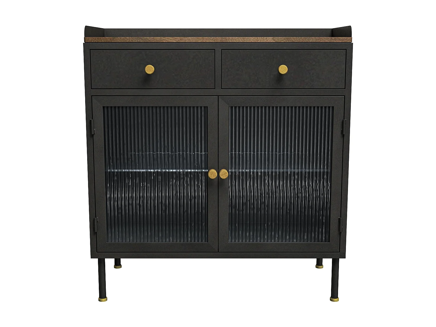 Piccola credenza a 2 cassetti e 2 ante in metallo nero - Gauthier