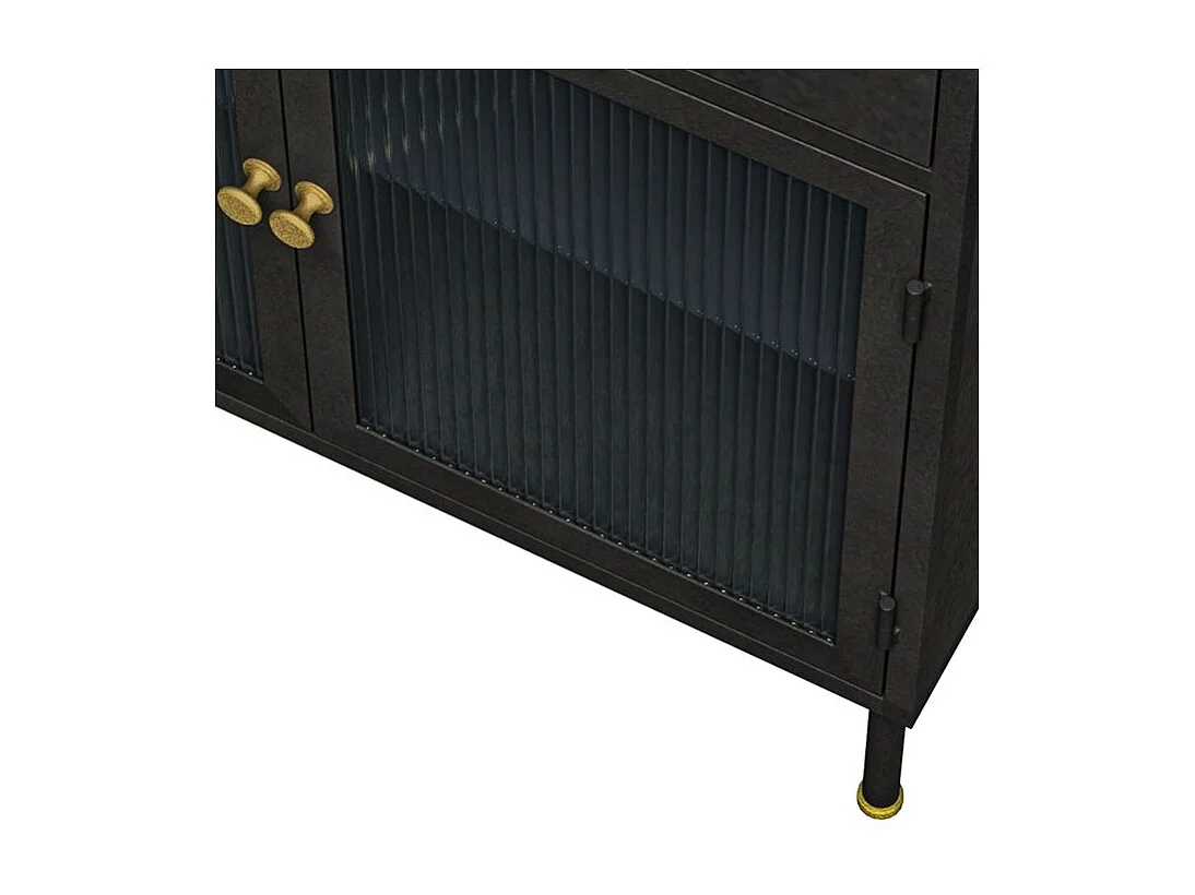 Piccola credenza a 2 cassetti e 2 ante in metallo nero - Gauthier