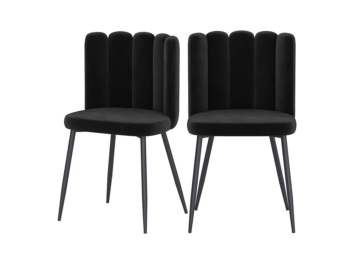Lot de 2 chaises en velours noir et pieds en métal noir - Rosy