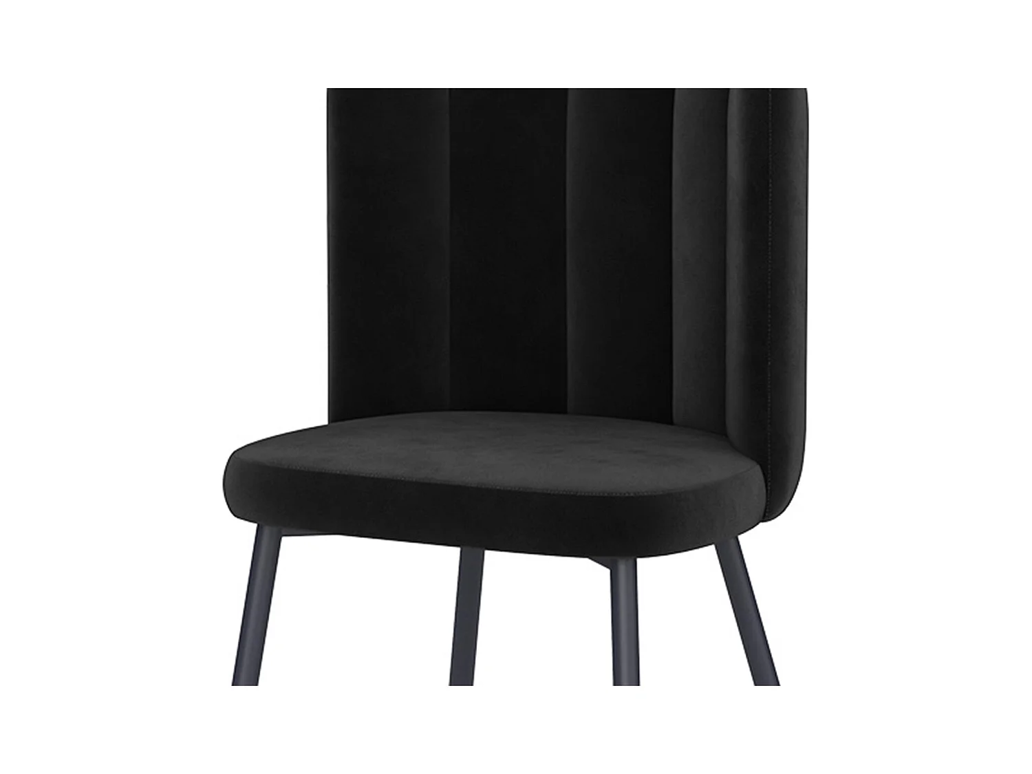 Lot de 2 chaises en velours noir et pieds en métal noir - Rosy