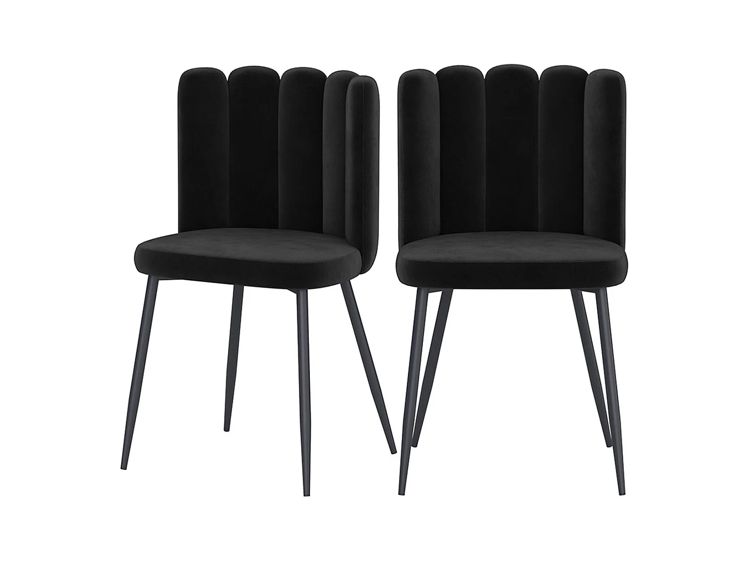 Lot de 2 chaises en velours noir et pieds en métal noir - Rosy