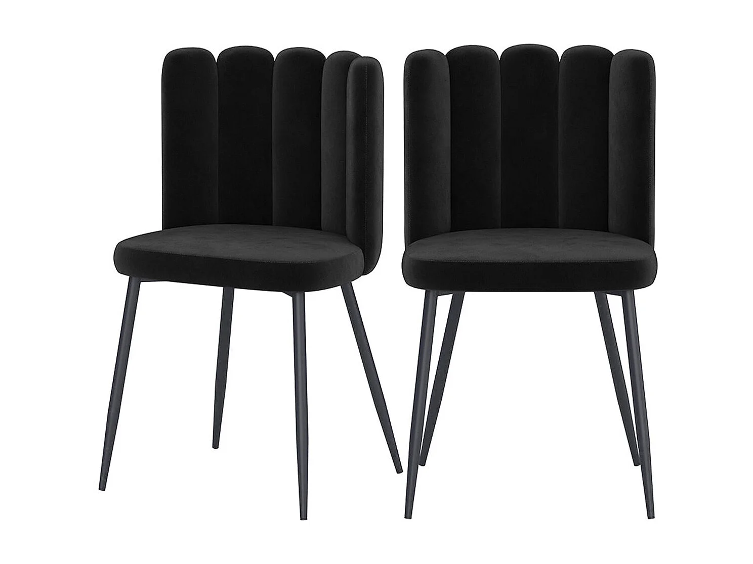 Lot de 2 chaises en velours noir et pieds en métal noir - Rosy