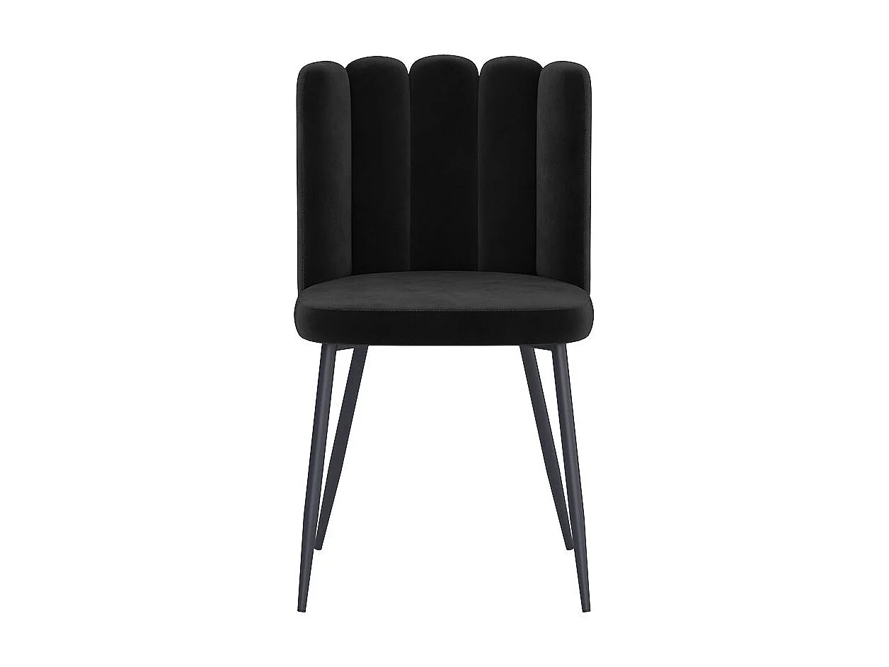 Lot de 2 chaises en velours noir et pieds en métal noir - Rosy