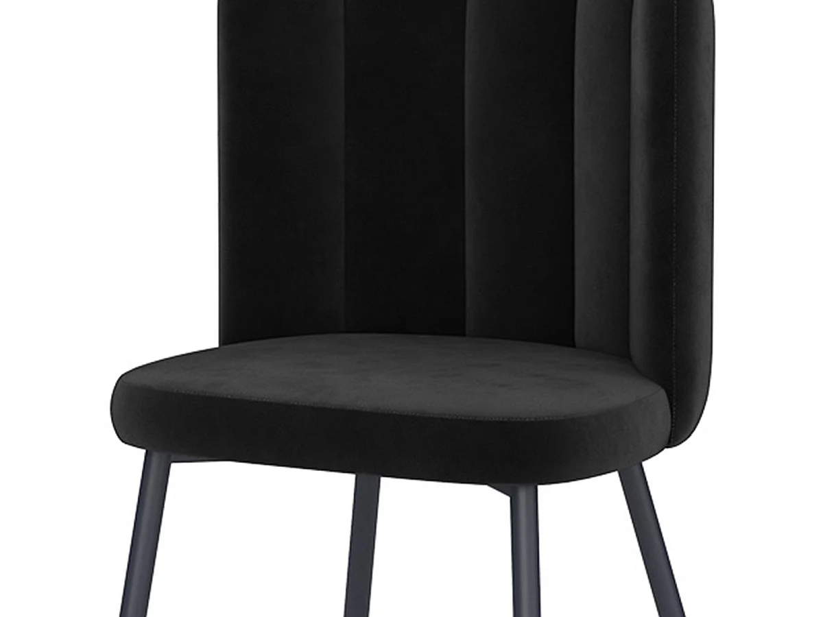 Lot de 2 chaises en velours noir et pieds en métal noir - Rosy