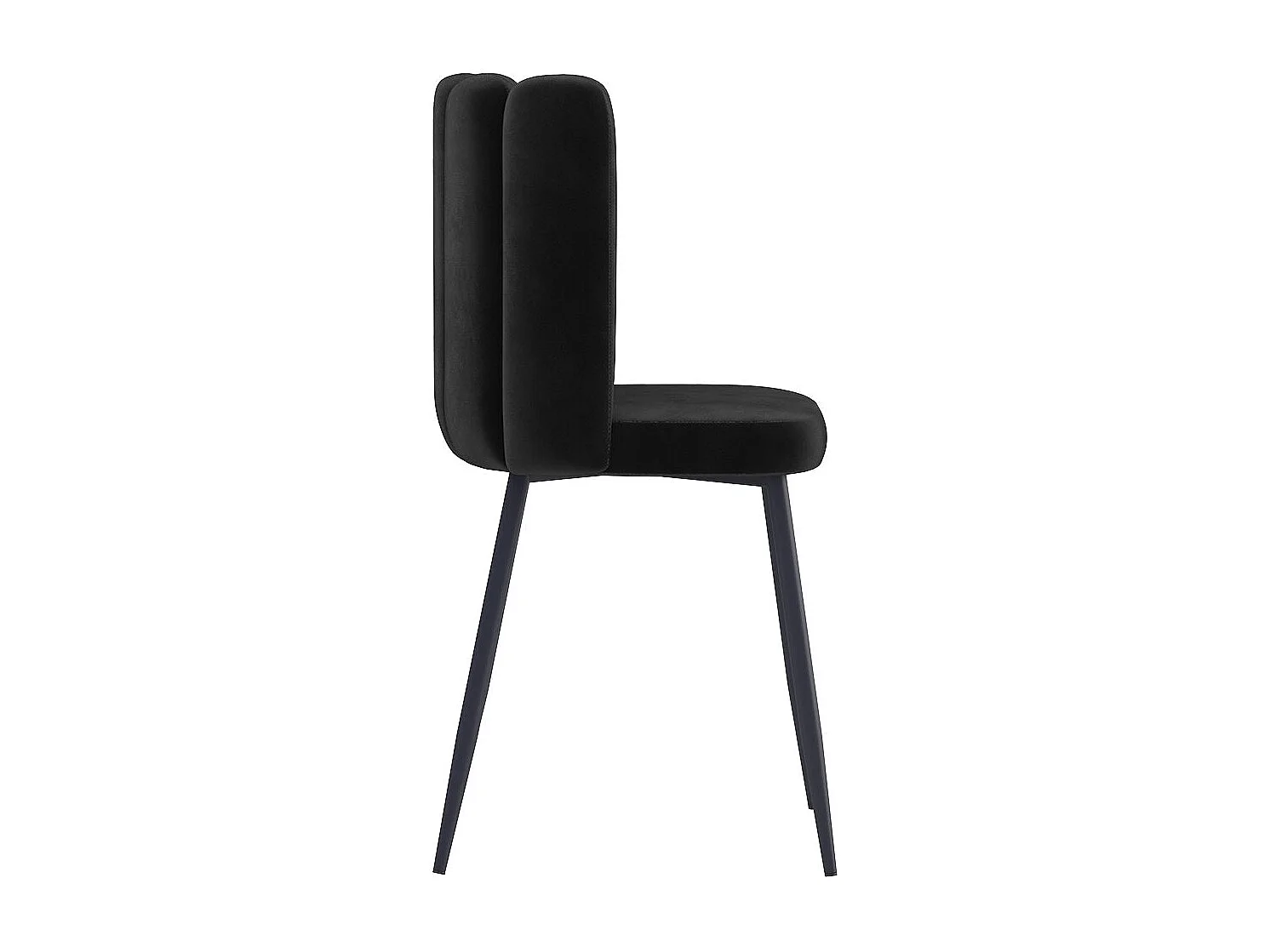 Lot de 2 chaises en velours noir et pieds en métal noir - Rosy