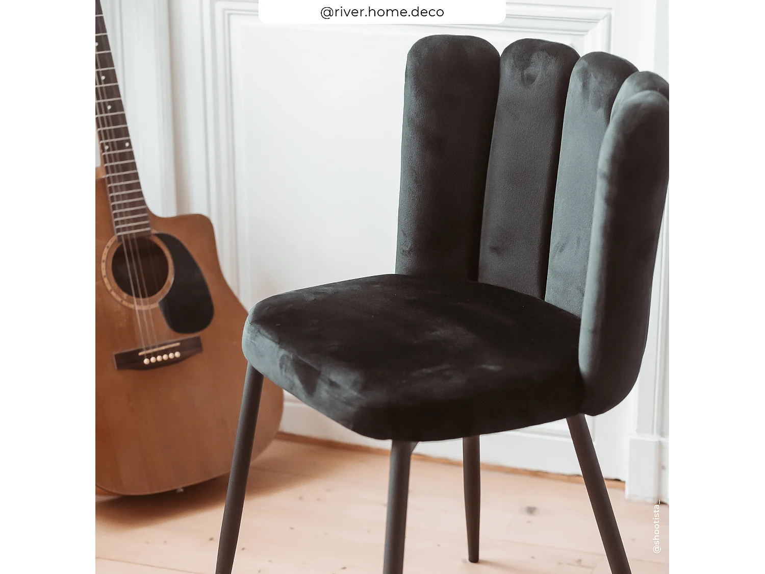 Set di 2 sedie in velluto nero con gambe in metallo nero - Rosy