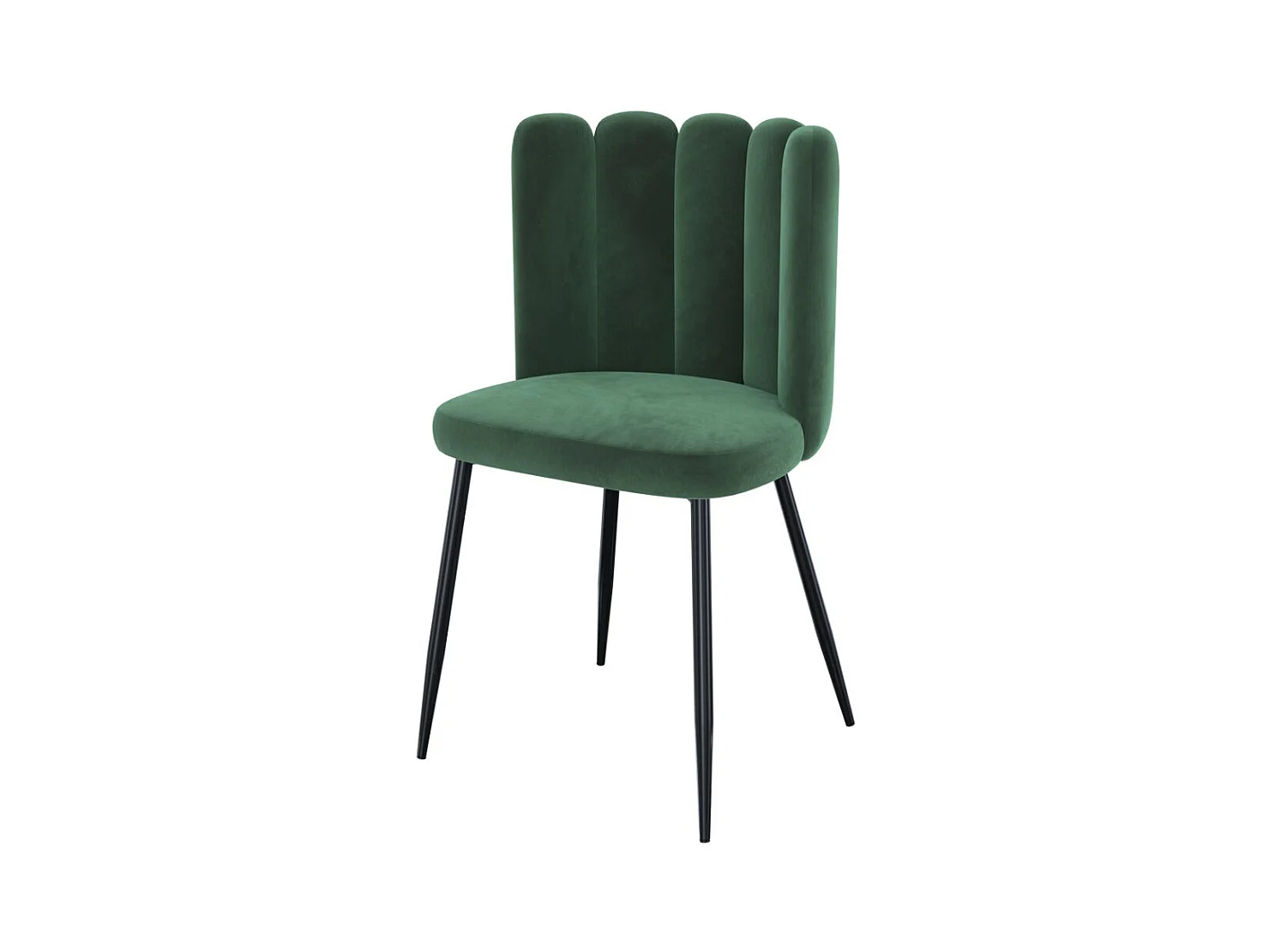 Lot de 2 chaises en velours vert et pieds en métal - Rosy