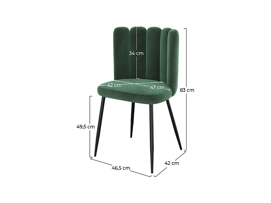 Set de 2 sillas de terciopelo verde con patas de metal - Rosy