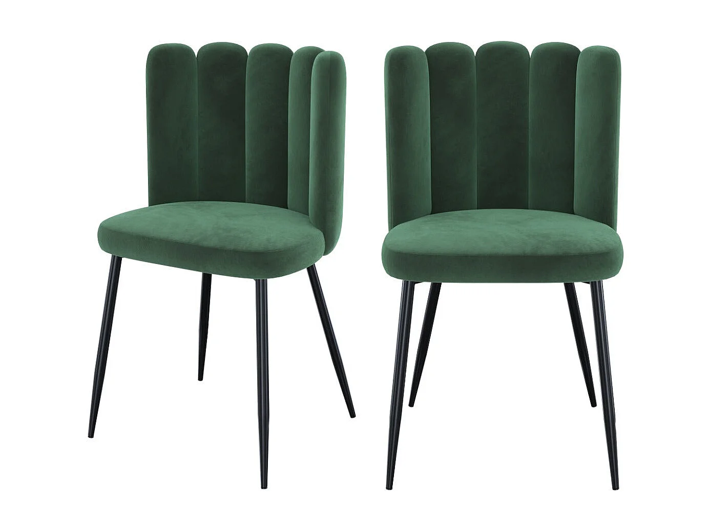 Set de 2 sillas de terciopelo verde con patas de metal - Rosy