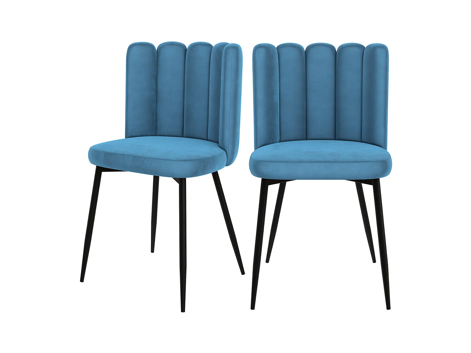 Set di 2 sedie in velluto blu con gambe in metallo nero - Rosy
