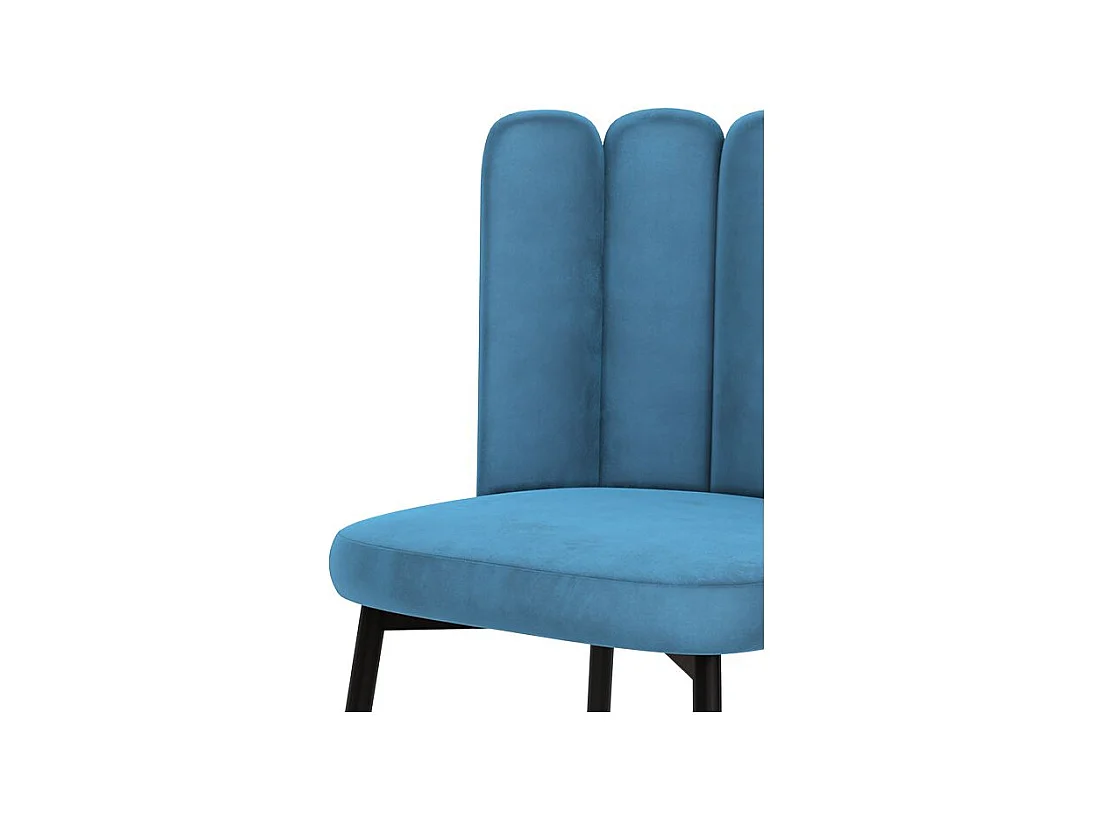 Set di 2 sedie in velluto blu con gambe in metallo nero - Rosy