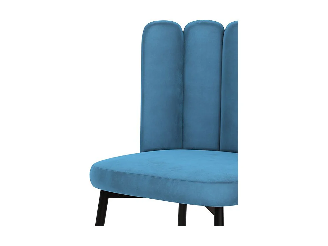 Set de 2 sillas de terciopelo azul con patas de metal negro - Rosy