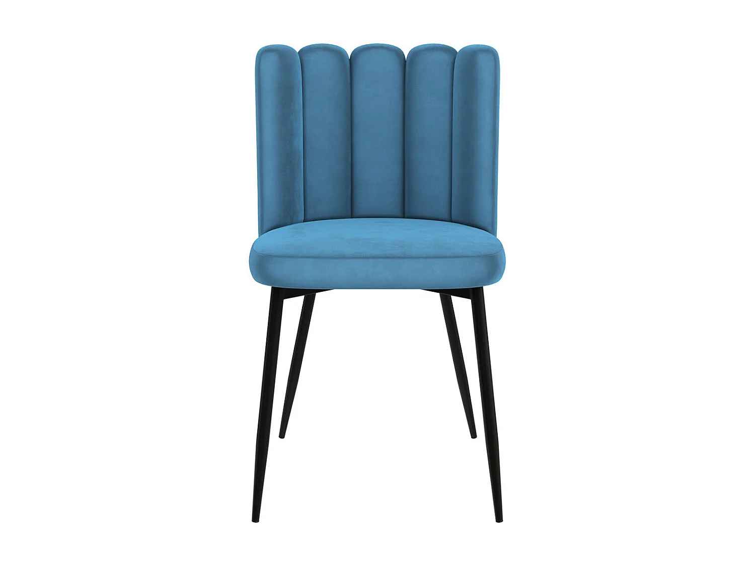 Set de 2 sillas de terciopelo azul con patas de metal negro - Rosy