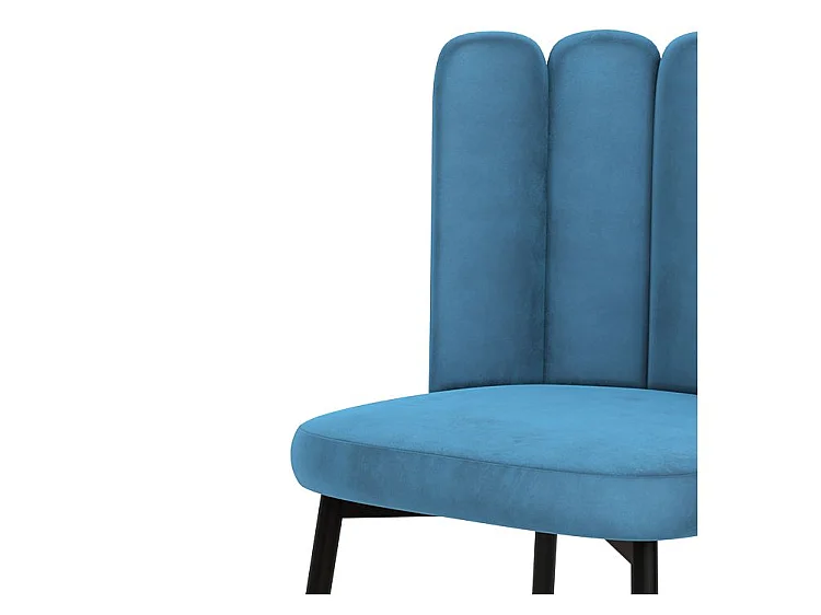 Set de 2 sillas de terciopelo azul con patas de metal negro - Rosy