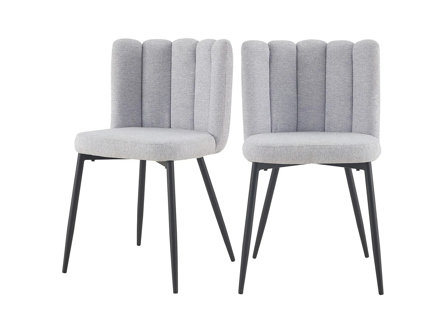 Lot de 2 chaises en tissu gris et pieds en métal noir - Rosy