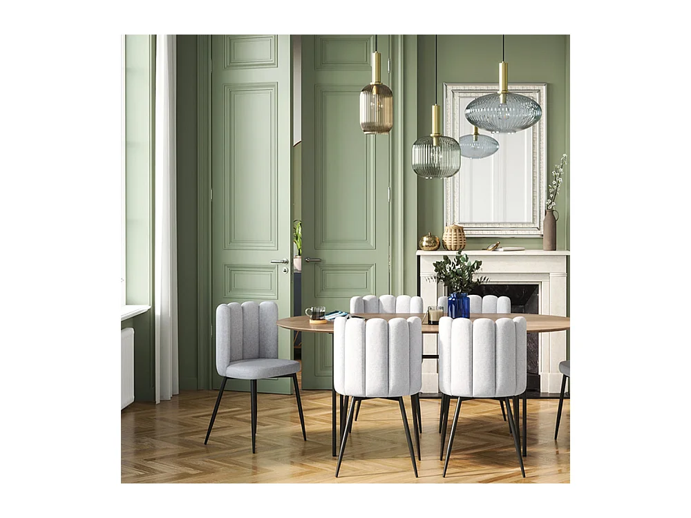 Lot de 2 chaises en tissu gris et pieds en métal noir - Rosy