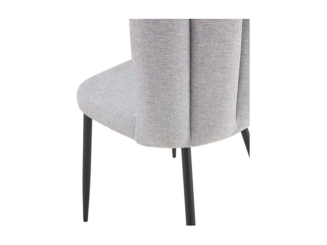 Lot de 2 chaises en tissu gris et pieds en métal noir - Rosy