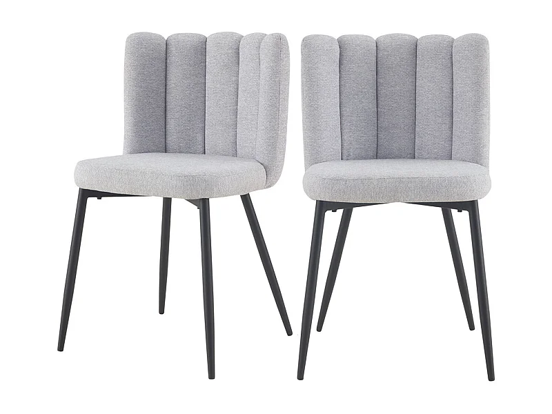 Lot de 2 chaises en tissu gris et pieds en métal noir - Rosy