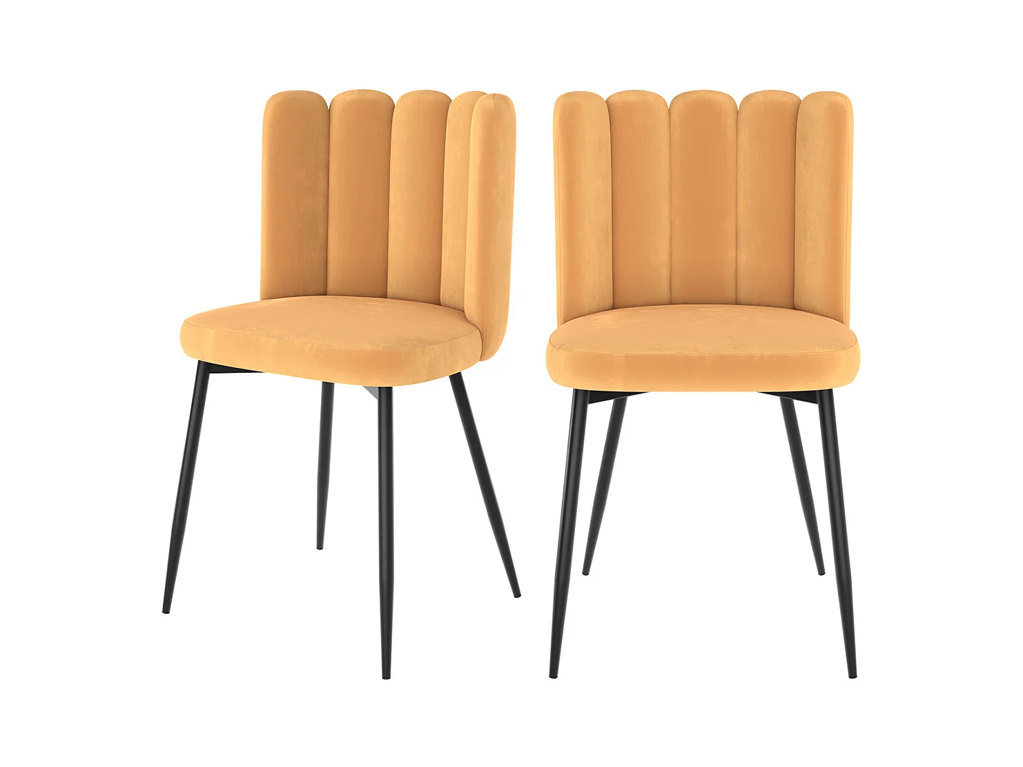 Set di 2 sedie in velluto giallo con gambe in metallo - Rosy