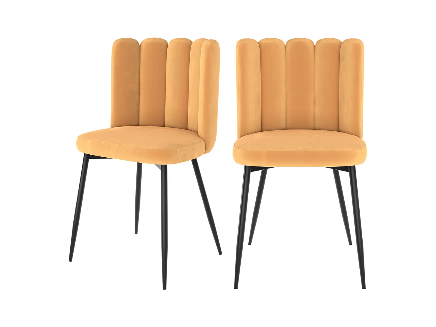 Lot de 2 chaises en velours jaune et pieds en métal - Rosy