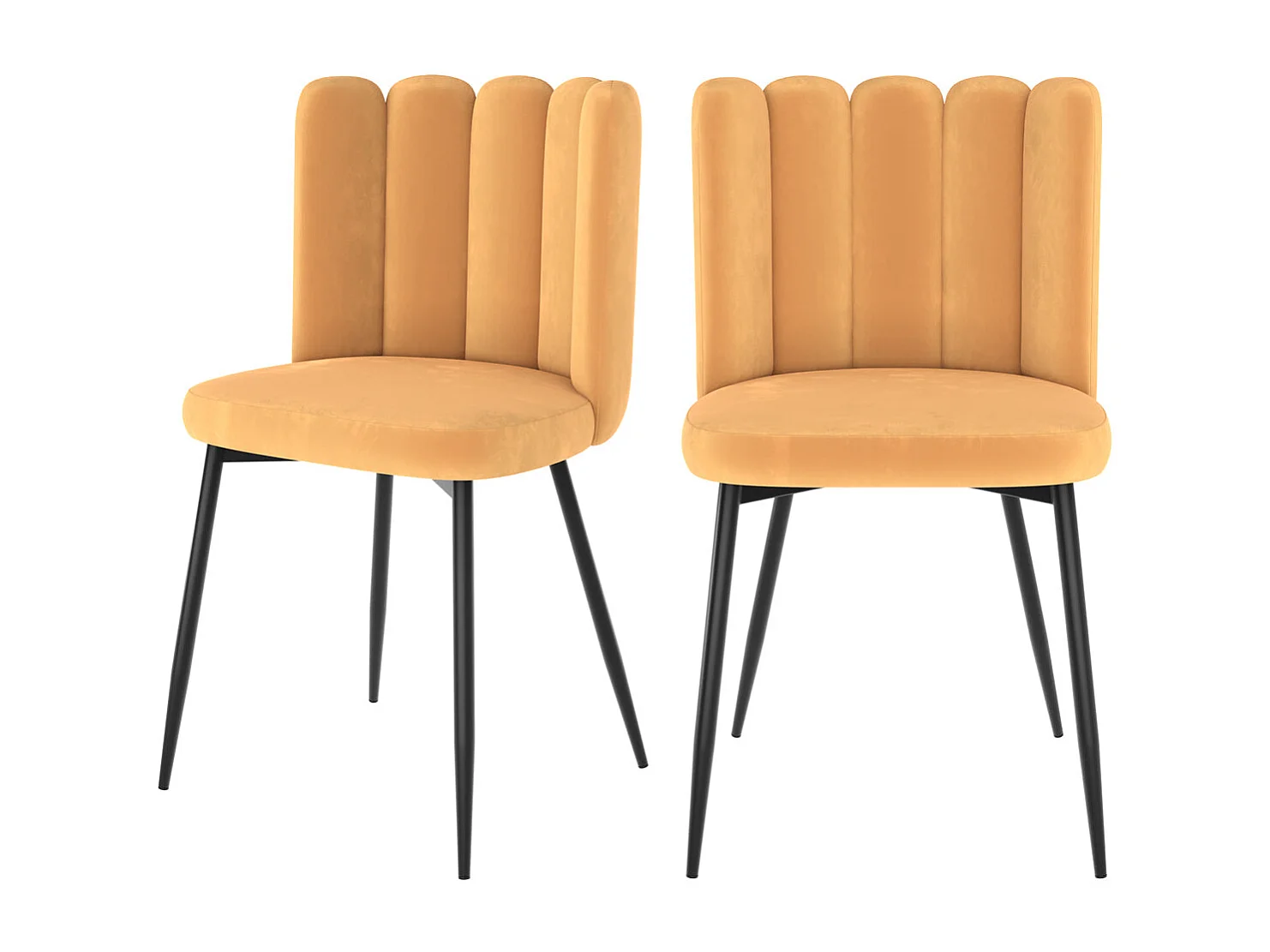 Set de 2 sillas de terciopelo amarillo con patas de metal - Rosy