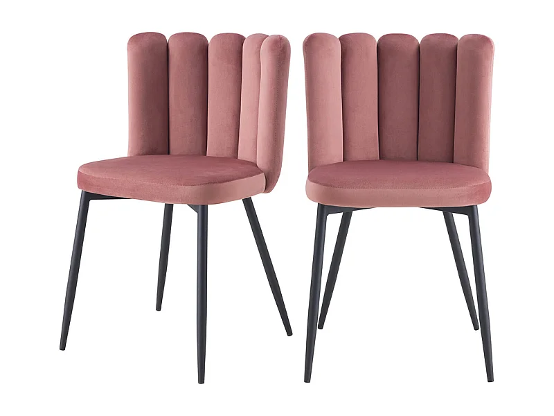 Set di 2 sedie in velluto rosa con gambe in metallo nero - Rosy