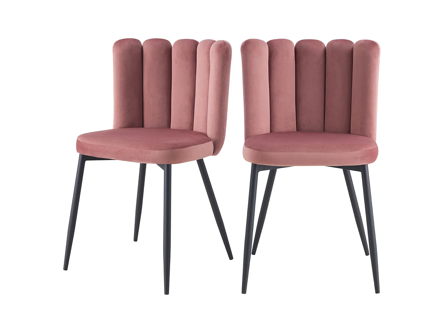 Set de 2 sillas de terciopelo rosa con patas de metal negro - Rosy