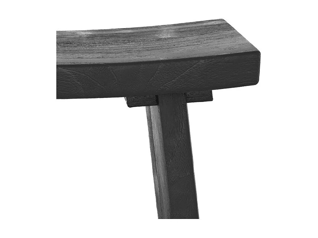 Taburete de madera en teca recuperada pintada de negro - Eka