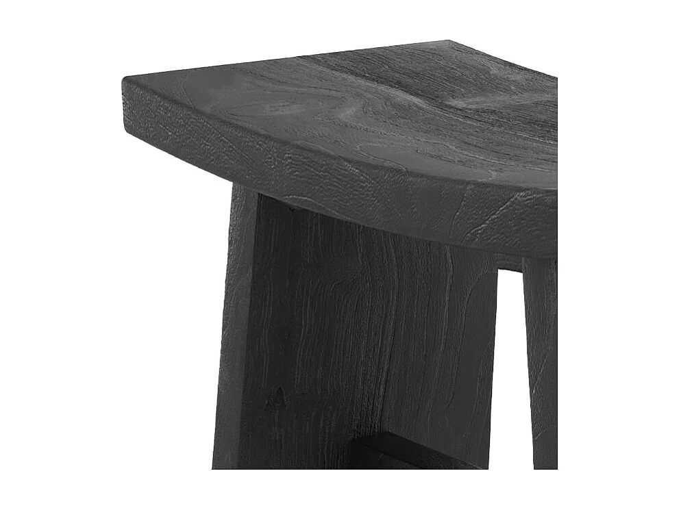 Sgabello in legno di teak riciclato verniciato di nero - Eka