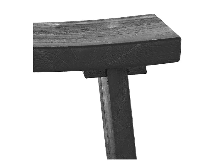 Sgabello in legno di teak riciclato verniciato di nero - Eka