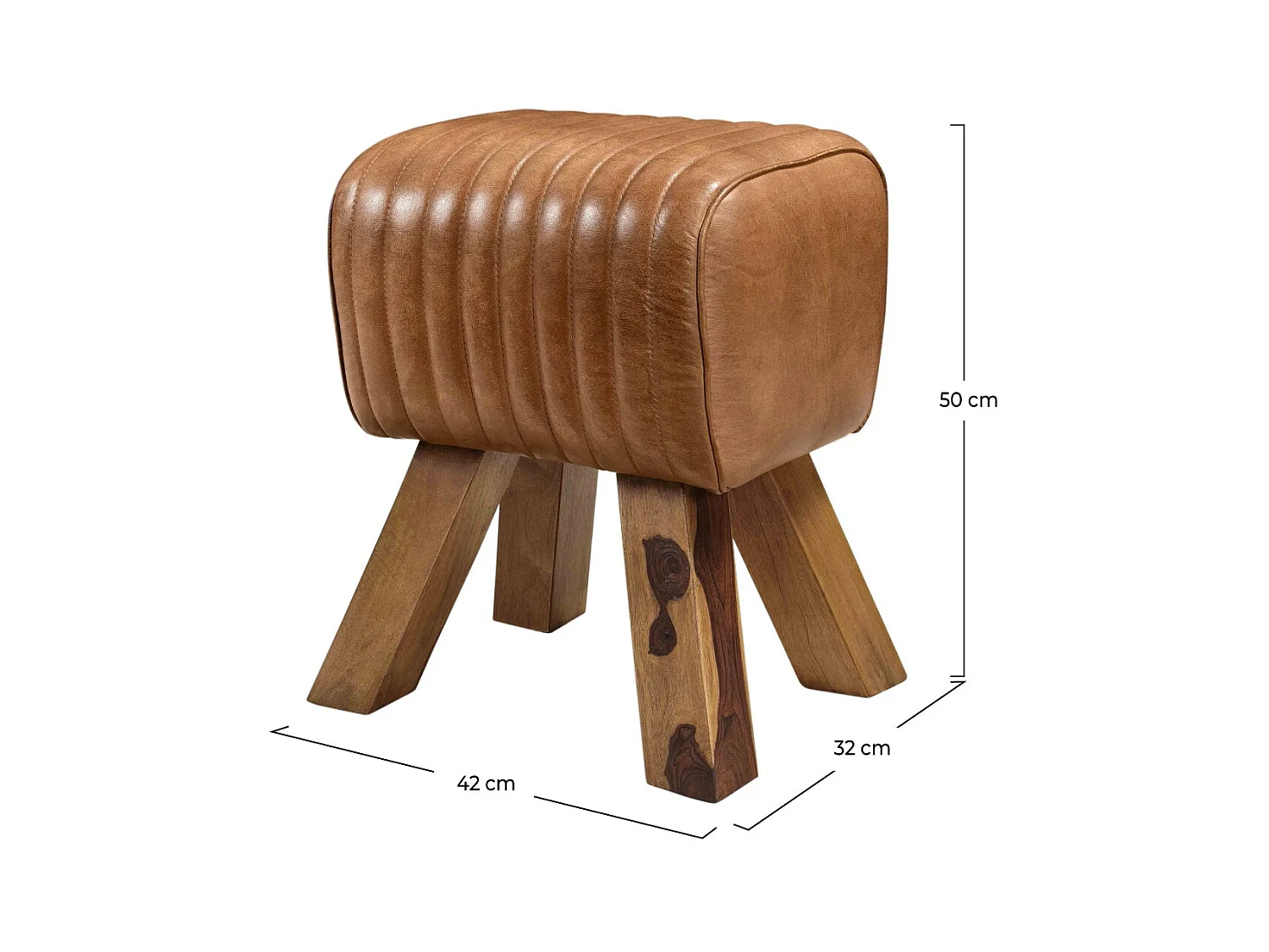 Taburete de cuero marrón - Morena