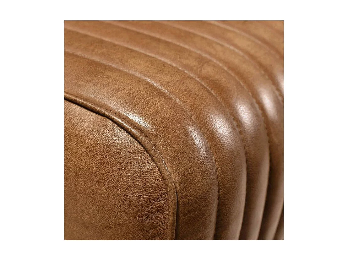 Tabouret en cuir marron et bois de manguier - Morena